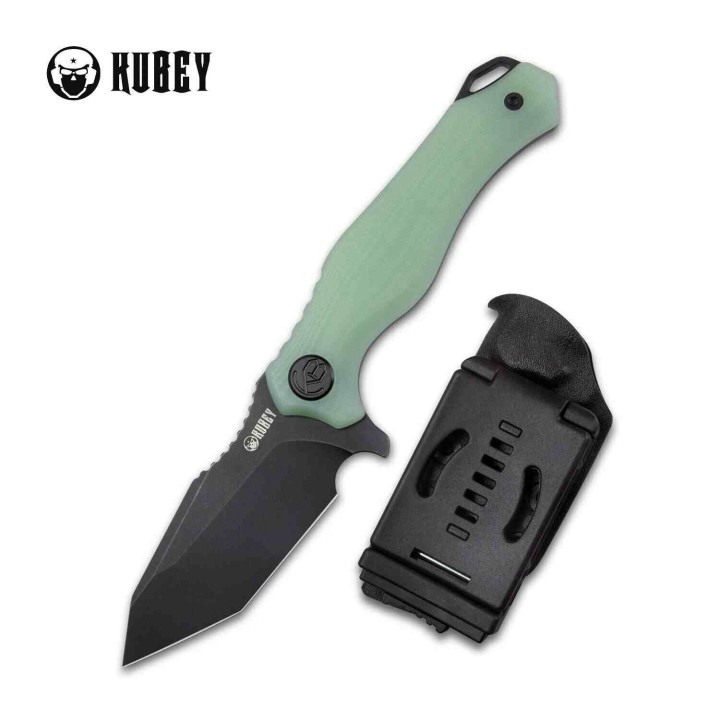 Couteau Tactical Kubey Golf  Jade Manche G-10 Lame Black Tanto AUS-10 Blade Etui Kydex KUB230D - Livraison Gratuite
