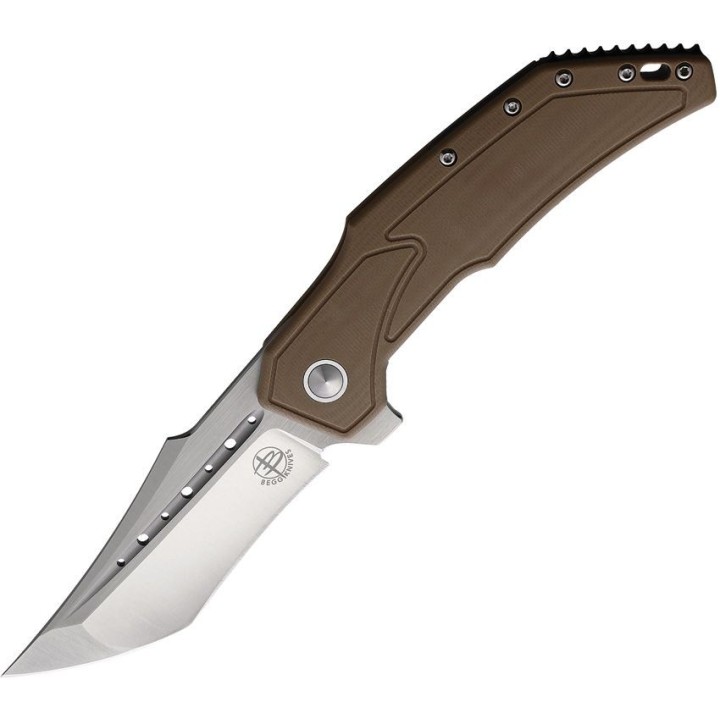 Couteau Begg Knives Astio Tan Lame Tanto D2 Manche G10/Stainless IKBS Framelock Clip BG009 - Livraison Gratuite