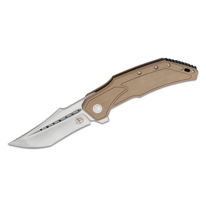 Couteau Begg Knives Astio Tan Lame Tanto D2 Manche G10/Stainless IKBS Framelock Clip BG009 - Livraison Gratuite