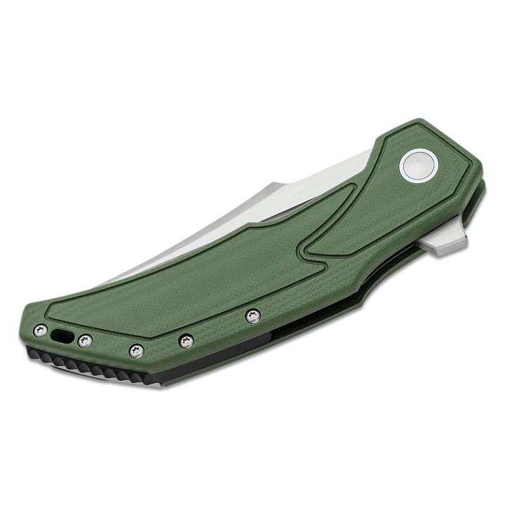 Couteau Begg Knives Astio OD Green Lame Tanto D2 Manche G10/Stainless IKBS Framelock Clip BG007 - Livraison Gratuite