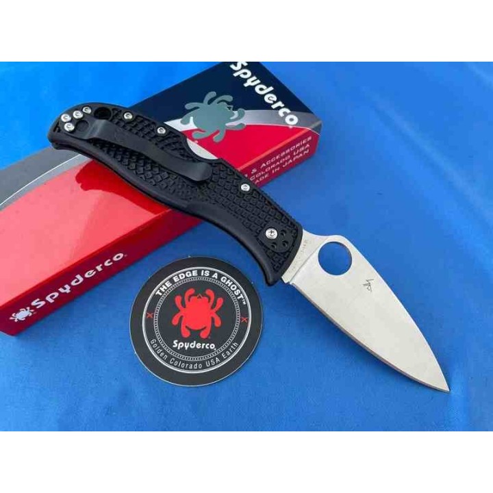Couteau Spyderco LeafJumper Lame Acier VG10 Leaf Shaped FRN Handles Lockback Clip Japan SC262PBK - Livraison Gratuite