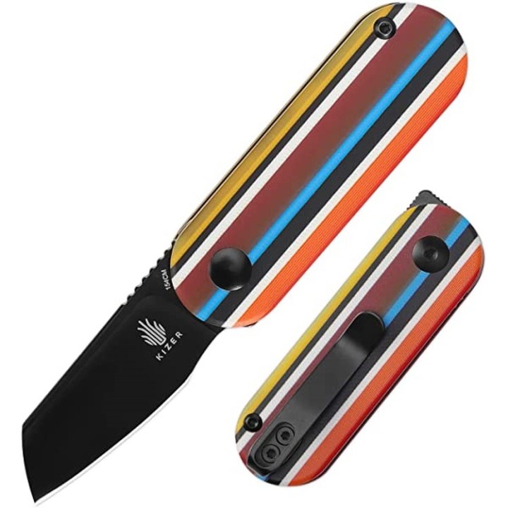 Couteau Kizer Cutlery Mini Bay Serape Lame Acier 154CM Black Sheepsfoot Manche G10 Slip Joint KIV2583C1 - Livraison Gratuite