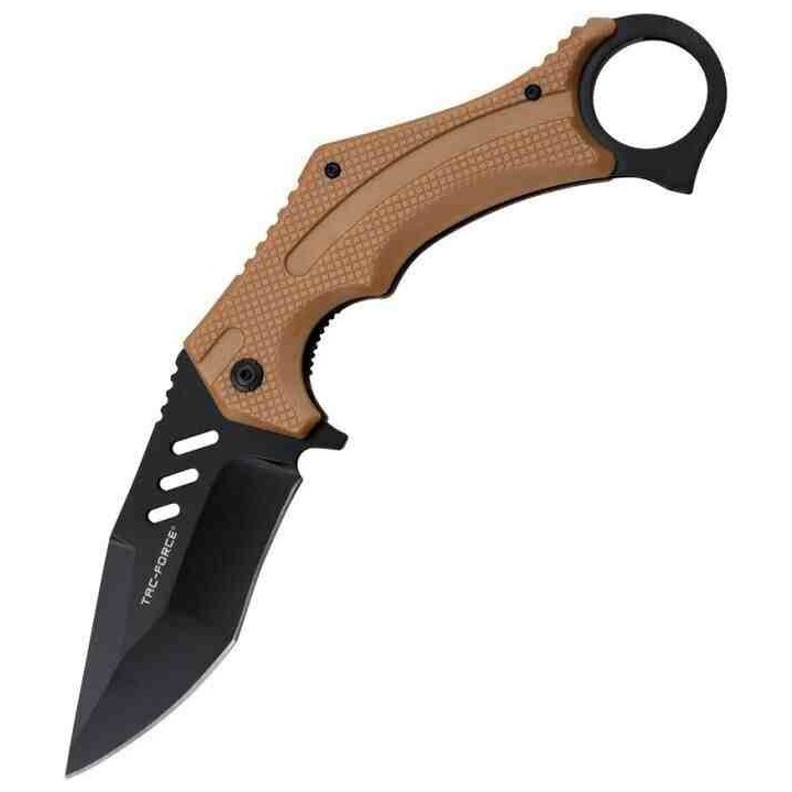Lot de 3 Couteau Karambit Brown Lame Tanto Acier 3Cr13 Manche ABS Clip Tac Force TF1044BR - Livraison Gratuite