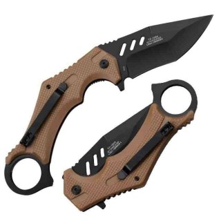 Lot de 3 Couteau Karambit Brown Lame Tanto Acier 3Cr13 Manche ABS Clip Tac Force TF1044BR - Livraison Gratuite