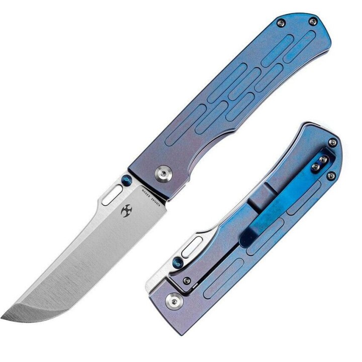Couteau Kansept Reedus Blue Manche Titane Lame Acier S35VN IKBS Framelock Clip K1041A5 - Livraison Gratuite