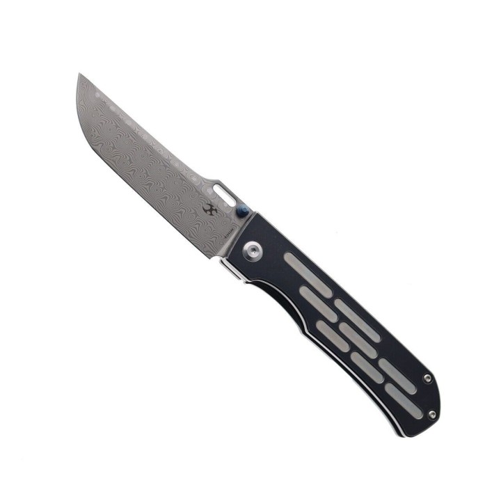 Couteau Kansept Reedus Black, Gray Manche Titane Lame Acier Damas IKBS Framelock Clip K1041A6 - Livraison Gratuite