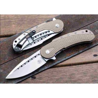 Couteau Begg Knives Bodega Tan Lame Acier D2 Manche G10/Stainless IKBS Framelock Clip BG011 - Livraison Gratuite