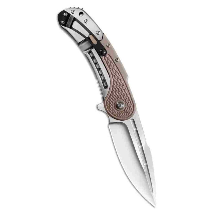 Couteau Begg Knives Bodega Tan Lame Acier D2 Manche G10/Stainless IKBS Framelock Clip BG011 - Livraison Gratuite