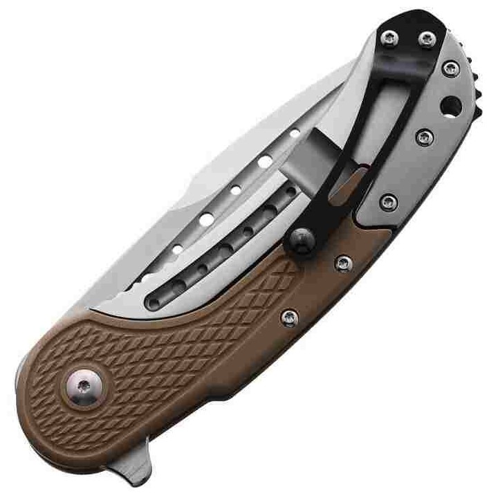 Couteau Begg Knives Bodega Tan Lame Acier D2 Manche G10/Stainless IKBS Framelock Clip BG011 - Livraison Gratuite