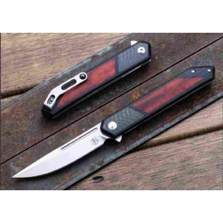 Couteau Begg Knives Kwaiken Lame Acier D2 Manche G10/FC/Bois IKBS Linerlock Clip BG017 - Livraison Gratuite