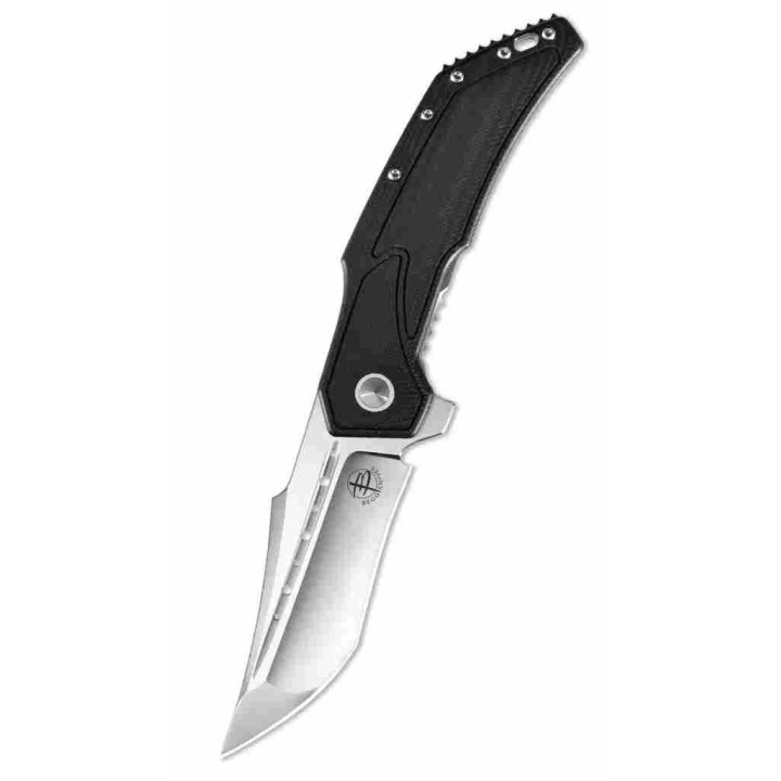 Couteau Begg Knives Astio Black Lame Tanto D2 Manche G10/Stainless IKBS Framelock Clip BG008 - Livraison Gratuite