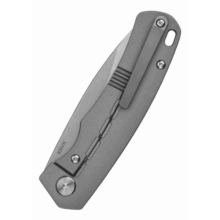 Couteau QSP Puffin Gray Manche Titane/Fibre Carbone Lame Acier S35VN IKBS Framelock Clip QS127D1 - Livraison Gratuite