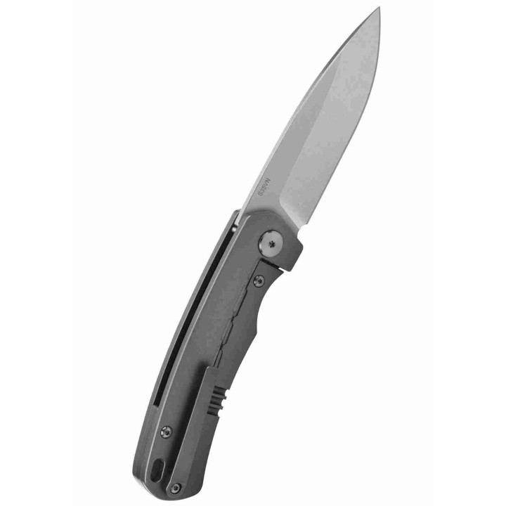 Couteau QSP Puffin Gray Manche Titane/Fibre Carbone Lame Acier S35VN IKBS Framelock Clip QS127D1 - Livraison Gratuite