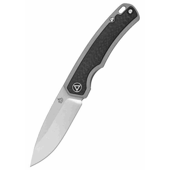 Couteau QSP Puffin Gray Manche Titane/Fibre Carbone Lame Acier S35VN IKBS Framelock Clip QS127D1 - Livraison Gratuite