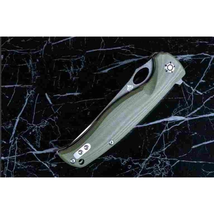 Couteau QSP Gavial Green Manche G10 Lame Acier D2 IKBS Linerlock Clip QS126B - Livraison Gratuite