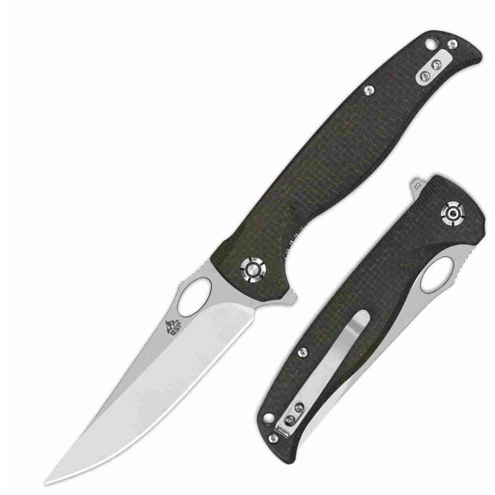 Couteau QSP Gavial Dark Brown Manche Micarta Lame Acier D2 IKBS Linerlock Clip QS126D1 - Livraison Gratuite