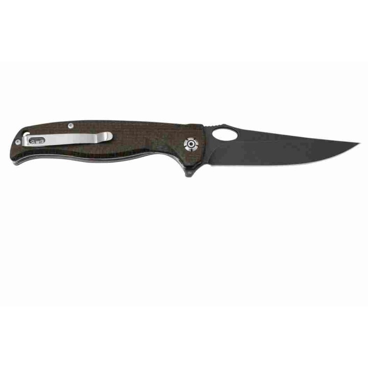 Couteau QSP Gavial Dark Brown Manche Micarta Lame Acier D2 Black IKBS Linerlock Clip QS126D2 - Livraison Gratuite