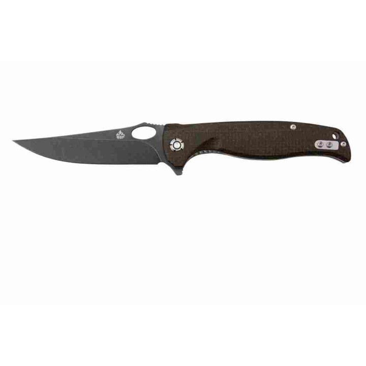 Couteau QSP Gavial Dark Brown Manche Micarta Lame Acier D2 Black IKBS Linerlock Clip QS126D2 - Livraison Gratuite