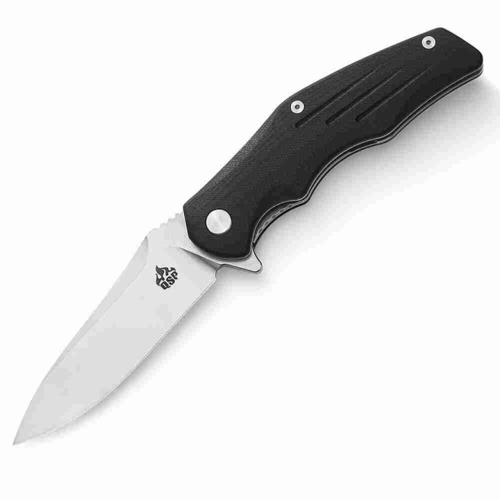 Couteau QSP Pangolin Black Manche G10 Lame Acier D2 Satin IKBS Linerlock Clip QS105A - Livraison Gratuite