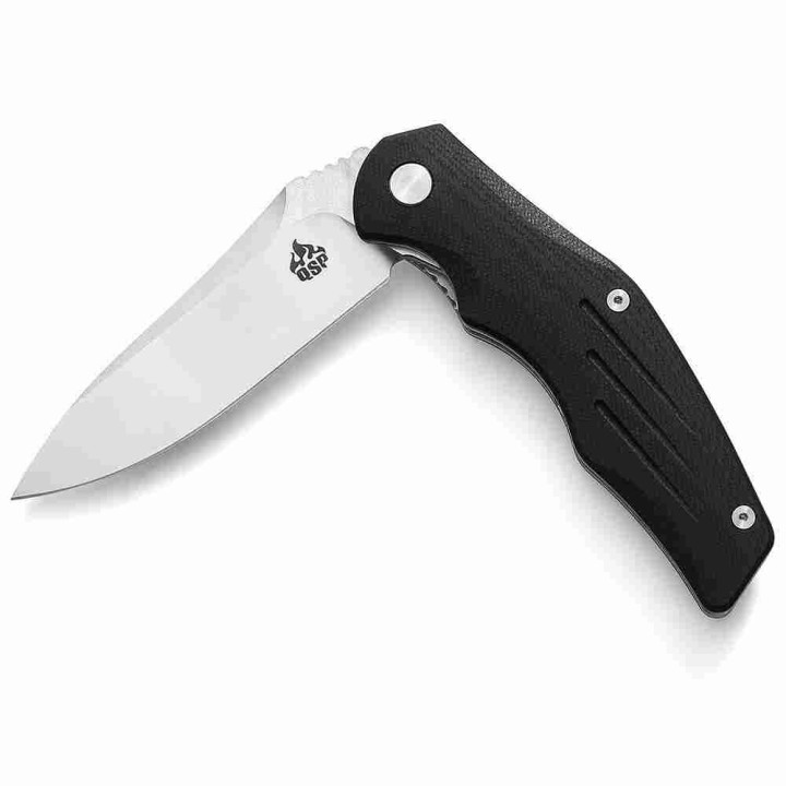 Couteau QSP Pangolin Black Manche G10 Lame Acier D2 Satin IKBS Linerlock Clip QS105A - Livraison Gratuite