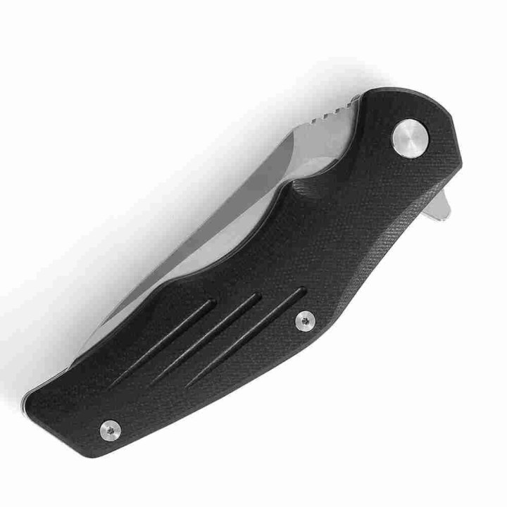 Couteau QSP Pangolin Black Manche G10 Lame Acier D2 Satin IKBS Linerlock Clip QS105A - Livraison Gratuite