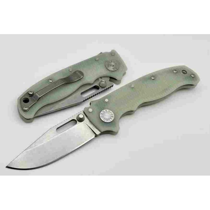 Couteau Demko Knives AD20.5 S35VN Clip Point Jade Manche G10 Lame Acier S35VN Shark Lock IKBS Clip DEM09630 - Livraison Gratuite