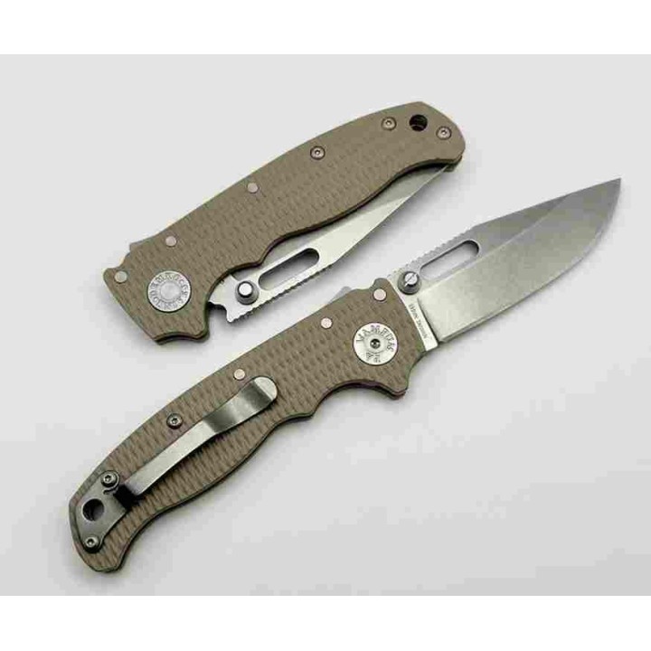 Couteau Demko Knives AD20.5 S35VN Clip Point Tan Manche G10 Lame Acier S35VN IKBS Clip DEM09628 - Livraison Gratuite