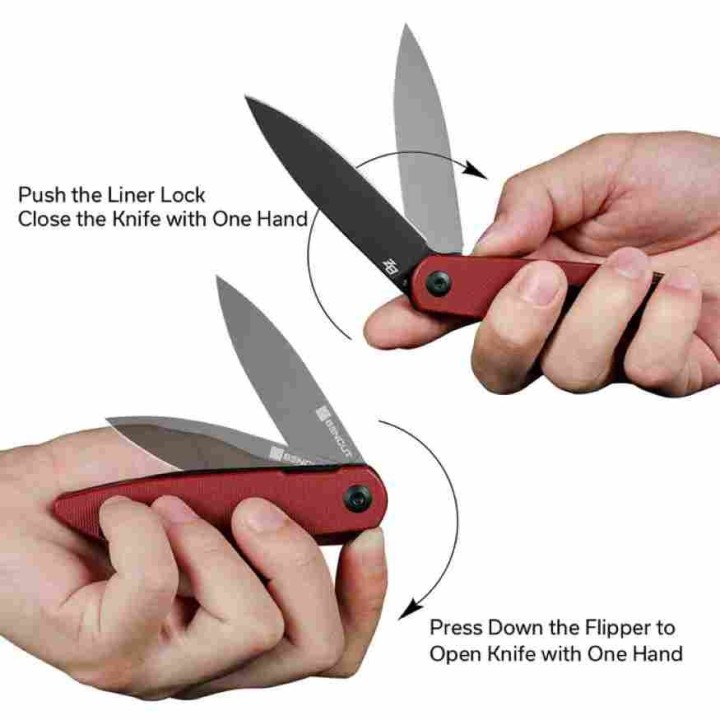 Couteau Sencut Bocll II Burgundy Lame Acier D2 Manche G10 IKBS Linerlock Clip S220193 - Livraison Gratuite