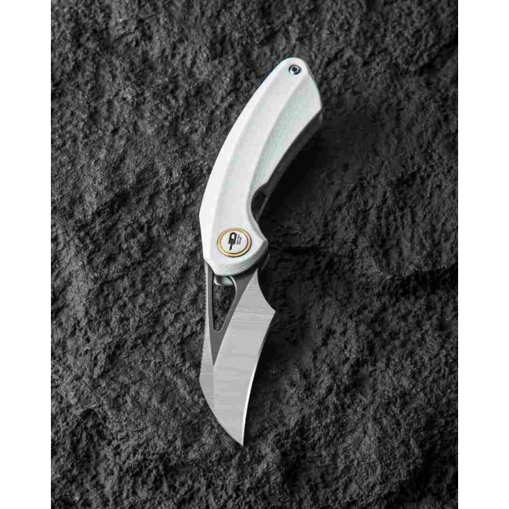 Couteau Bestech Bihai White Manche G-10 Lame Acier 14C28N 2 Tons IKBS Linerlock Clip BTKG53E - Livraison Gratuite