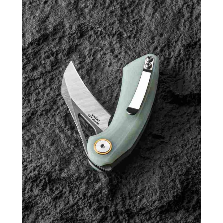 Couteau Bestech Bihai Jade Manche G-10 Lame Acier 14C28N 2 Tons IKBS Linerlock Clip BTKG53F - Livraison Gratuite
