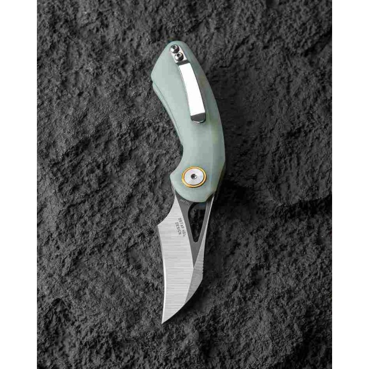 Couteau Bestech Bihai Jade Manche G-10 Lame Acier 14C28N 2 Tons IKBS Linerlock Clip BTKG53F - Livraison Gratuite