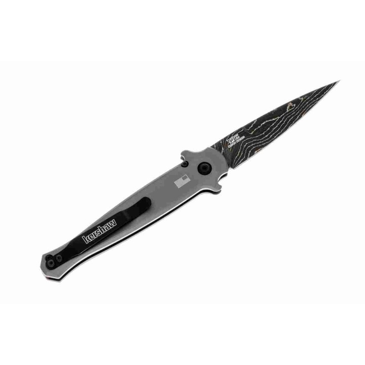 Couteau Automatique Kershaw Launch 8 Lame Acier Damas Manche Aluminium/Fibre Carbone Made USA KS7150DAM - Livraison Gratuite