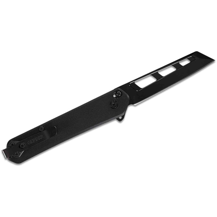 Couteau Gerber Spire A/O Black Lame Acier D2 Reverse Tanto Manche G10 Linerlock Clip G1917 - Livraison Gratuite