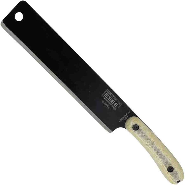 Couteau ESEE Libertariat Machete Lame Acier Carbone 1095 Manche Micarta Etui Tan Canvas Made USA ESLIBUSA - Livraison Gratuite