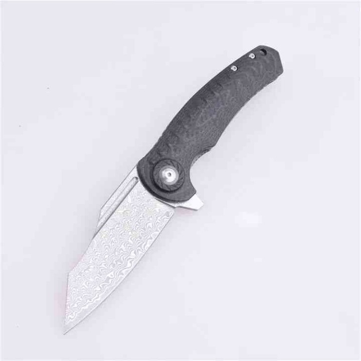 Couteau Shieldon Tranchodon Damas Lame 67 Couches Manche G10/Fibre de Carbone IKBS Linerlock CLip SHI7093D - Livraison Gratuite