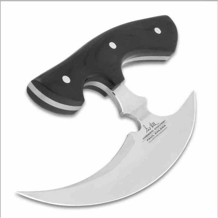 Couteau United Cutlery Gil Hibben Thor's Sickle Ulu Lame Acier 5Cr15MoV Manche Bois Etui Cuir GH5113 - Livraison Gratuite