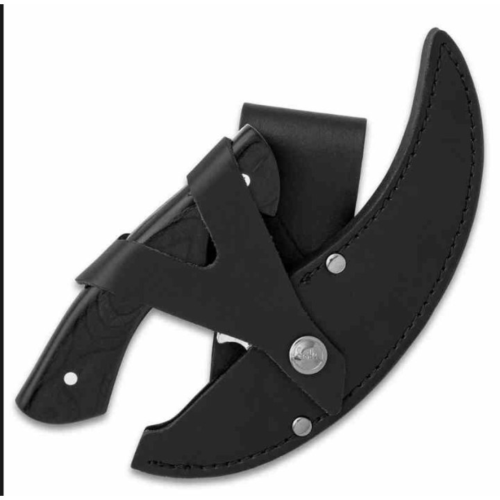 Couteau United Cutlery Gil Hibben Thor's Sickle Ulu Lame Acier 5Cr15MoV Manche Bois Etui Cuir GH5113 - Livraison Gratuite