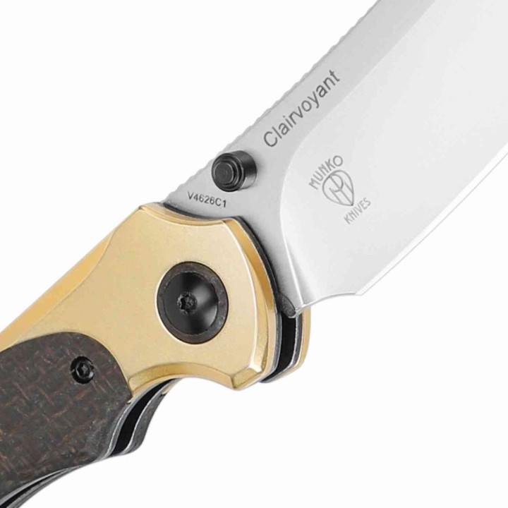 Couteau Kizer Clairvoyant Green Manche Micarta/Laiton Lame Acier 154CM Button Lock KIV4626C1 - Livraison Gratuite