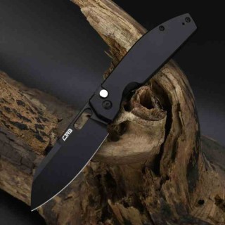 Couteau CJRB Ekko Black Lame Sheepsfoot Acier AR-RPM9 Manche Acier IKBS Button Lock Clip J1929BBST - Livraison Gratuite