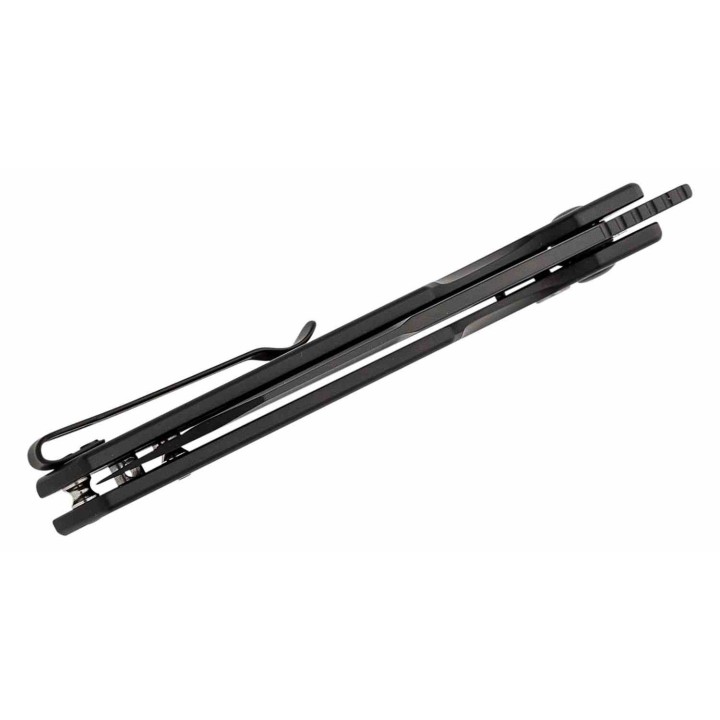 Couteau CJRB Ekko Black Lame Sheepsfoot Acier AR-RPM9 Manche Acier IKBS Button Lock Clip J1929BBST - Livraison Gratuite