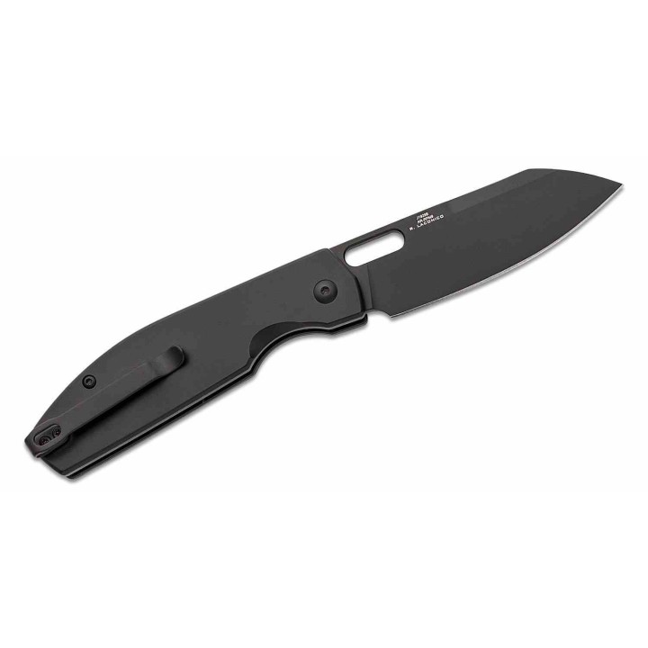 Couteau CJRB Ekko Black Lame Sheepsfoot Acier AR-RPM9 Manche Acier IKBS Button Lock Clip J1929BBST - Livraison Gratuite