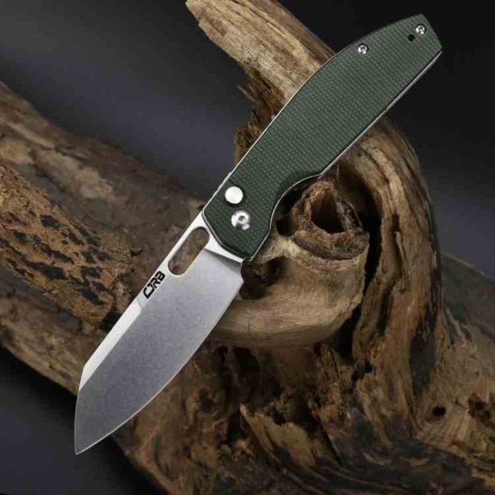 Couteau CJRB Ekko Green Lame Sheepsfoot Acier AR-RPM9 Manche Micarta IKBS Button Lock Clip J1929BMGN  - Livraison Gratuite