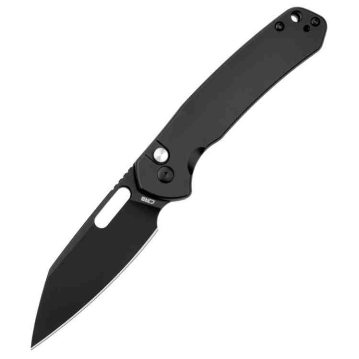 Couteau CJRB Pyrite Wharncliffe Lame Acier AR-RPM9 Black Manche Acier Button Lock IKBS Clip J1925ABST - Livraison Gratuite