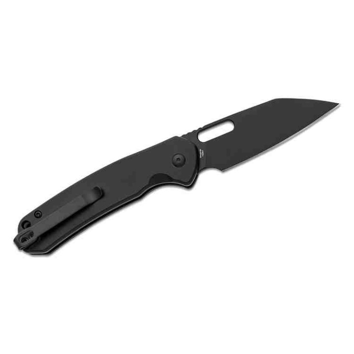 Couteau CJRB Pyrite Wharncliffe Lame Acier AR-RPM9 Black Manche Acier Button Lock IKBS Clip J1925ABST - Livraison Gratuite