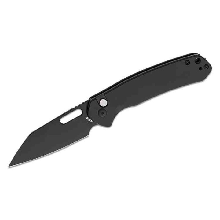 Couteau CJRB Pyrite Wharncliffe Lame Acier AR-RPM9 Black Manche Acier Button Lock IKBS Clip J1925ABST - Livraison Gratuite