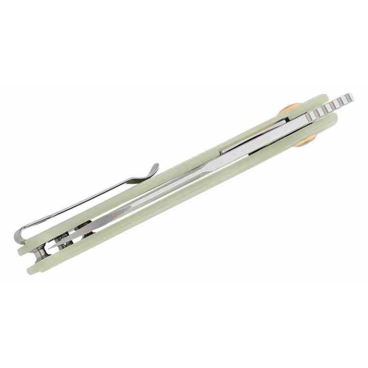 Couteau CJRB Ekko Jade Lame Sheepsfoot Acier AR-RPM9 Manche G10 IKBS Linerlock Clip J1929NTG - Livraison Gratuite