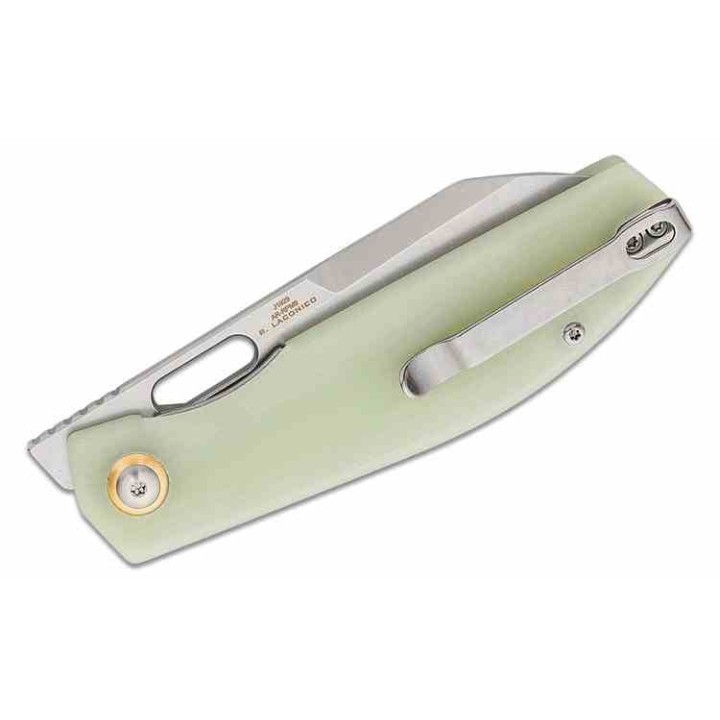 Couteau CJRB Ekko Jade Lame Sheepsfoot Acier AR-RPM9 Manche G10 IKBS Linerlock Clip J1929NTG - Livraison Gratuite