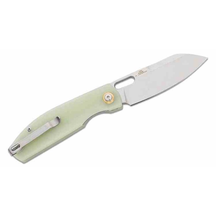 Couteau CJRB Ekko Jade Lame Sheepsfoot Acier AR-RPM9 Manche G10 IKBS Linerlock Clip J1929NTG - Livraison Gratuite