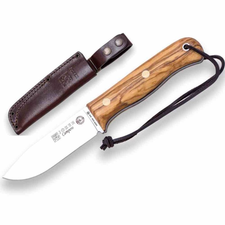 Couteau Joker Campero BSA Olivier Lame Acier 14C28N Etui Cuir Made Spain JKRCO112 - Livraison Gratuite