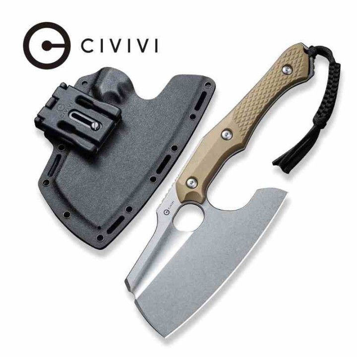 Couteau Civivi Aratra Tan Lame Cleaver Acier D2 Manche G10 Etui Kydex CIVC210413 - Livraison Gratuite